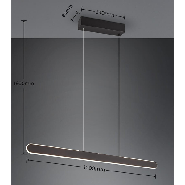 Lampa wisząca liniowa Helios 343310132 LED 28W 2700-6500K salonowa czarna