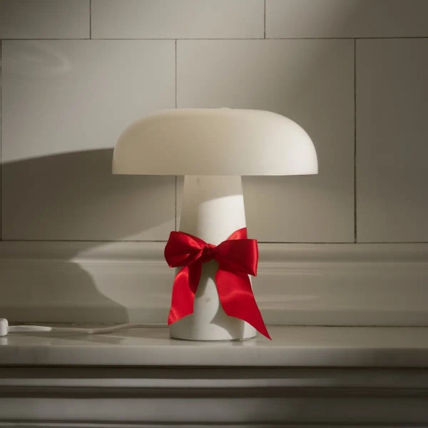 Marmurowa lampa stołowa Glossy 2520015001 grzybek biały