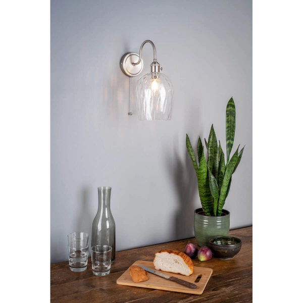 Szklany kinkiet ścienny z włącznikiem Hadano HAD0761-03 Dar Lighting przezroczysty chrom