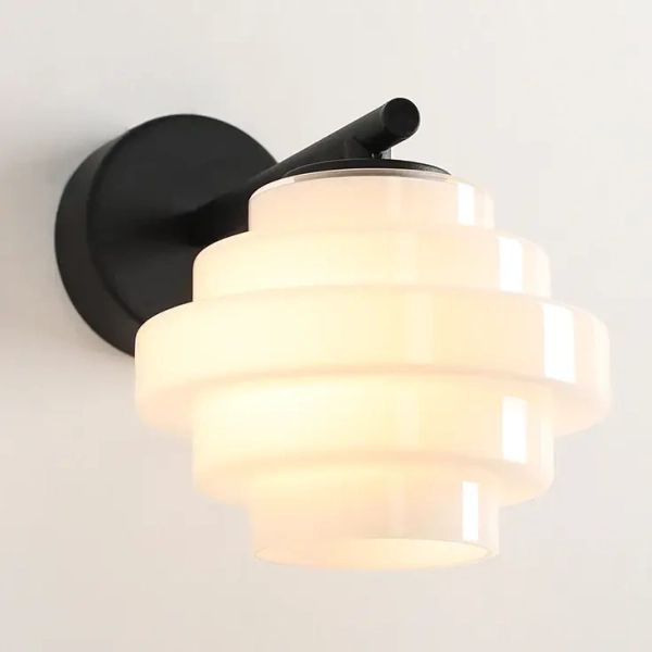 Szklana lampa ścienna FILO 9002C1 ryflowana biała czarna