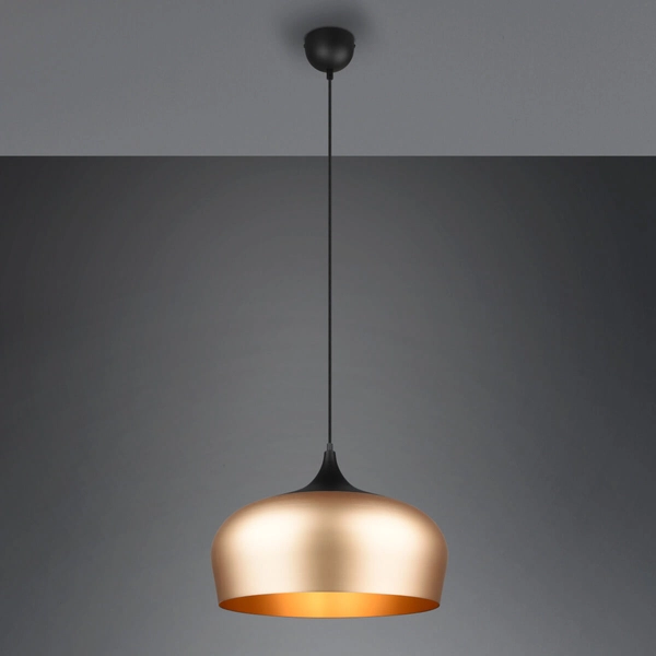 Lampa zwisająca do salonu CHIRON 310890108 Trio kopuła mosiądz czarny