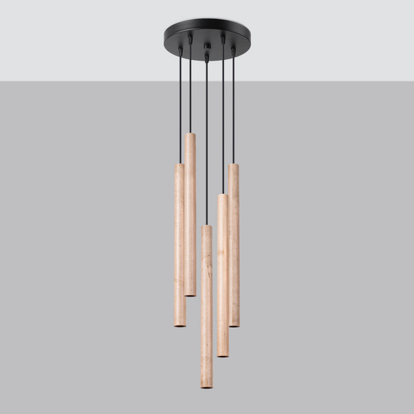 Lampa wisząca nad stół Pastelo SL.1270 tubka sopel drewniana czarna