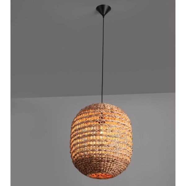 Lampa wisząca GUARDIA LE44578 owalna pleciona naturalna czarna