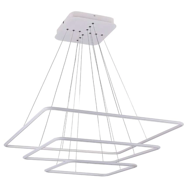 LAMPA wisząca MDECO SLIM/000016/3000/W kwadratowa OPRAWA metalowa LED 116W 3000K zwis ramki białe