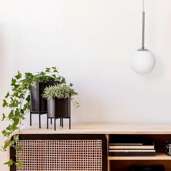 LAMPA wisząca LAMIA 11035103 Kaspa modernistyczna OPRAWA szklana ZWIS kula ball chrom biała