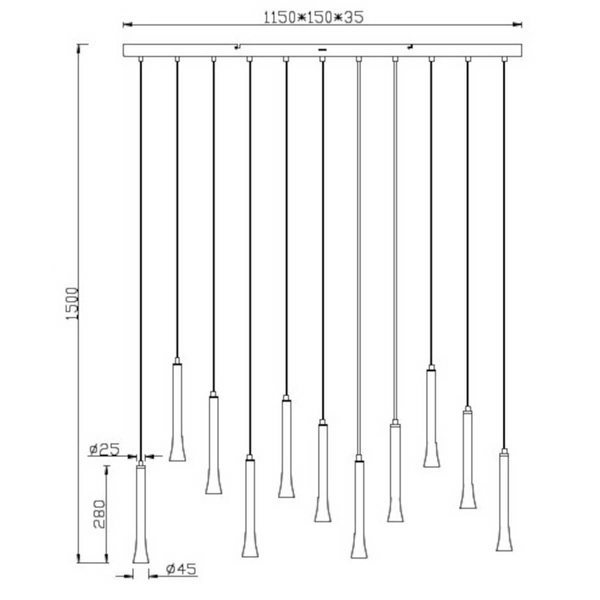 Regulowana lampa zwis FIATO 352011117 LED 3W 2300-4000K czarny multikolor