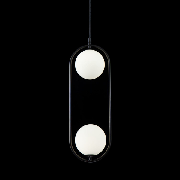 Modernistyczna LAMPA wisząca RING MOD013PL-02B Maytoni metalowa OPRAWA szklane kule balls zwis czarny