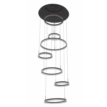 Kaskadowa lampa wisząca Hall LP-7098/7P BK LED 300W 3000-5700K czarna