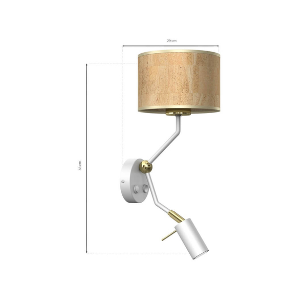 Skandynawska lampa ścienna Lino regulowana biała drewno