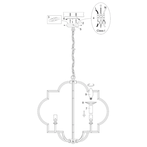 Wisząca lampa pałacowa Gerland 81915 Endon świecznikowa metal szkło nikiel