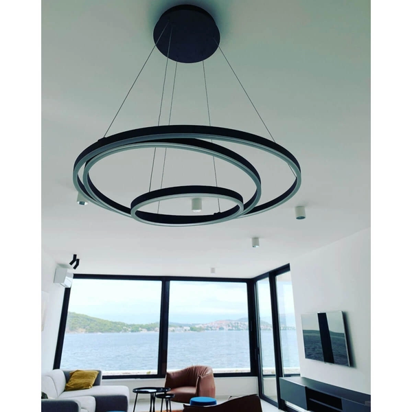 Wisząca lampa TRINITI 46402/99/30 Lucide LED 136W 3000K okrąg czarna