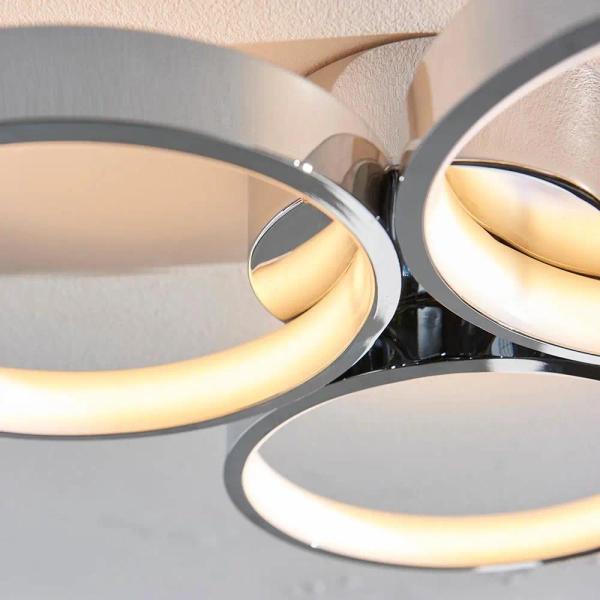 Sufitowa lampa do salonu Radius 96473 LED 30W 3000K ringi chrom biały