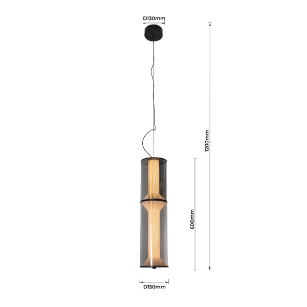 Lampa wisząca tuba Aeris LP-2137/2P SM LED 25W CCT czarna przydymiona
