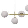 Modernistyczna lampa wisząca ALISA LP-005/6P WH Light Prestige metalowa oprawa szklane kule zwis złoty biały