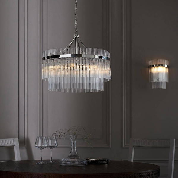 Wisząca lampa szklana na łańcuchu szklana chrom Marietta OUTLET