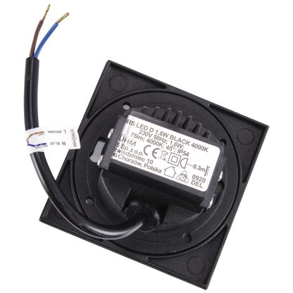 Zewnętrzna LAMPA schodowa KURS LED 03909 Ideus wpuszczana OPRAWA kwadratowa LED 1,6W 4000K outdoor IP54 czarna