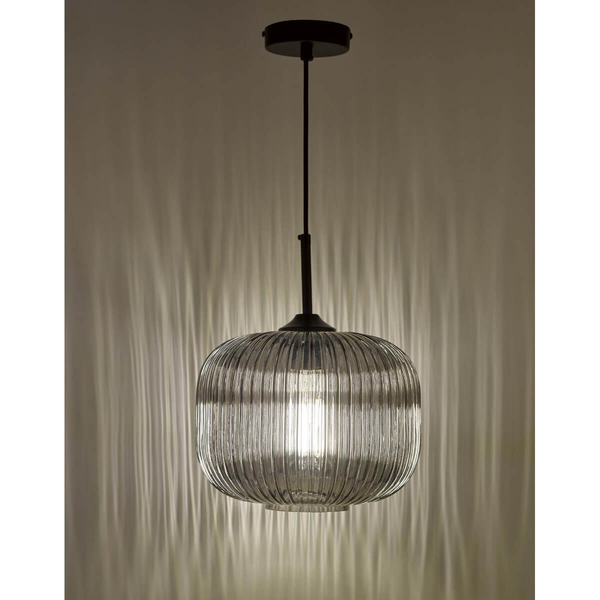 Loftowa lampa wisząca Demarius DEM0110 szklana przydymiony czarny