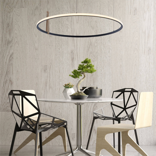 Wisząca lampa okrąg Wood Claud 22808-WOOD LED 42W 3000-6000K czarna
