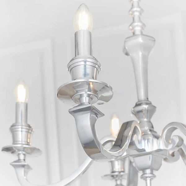 Klasyczna lampa wisząca Finsbury 73598 na łańcuchu świecznikowa srebrna