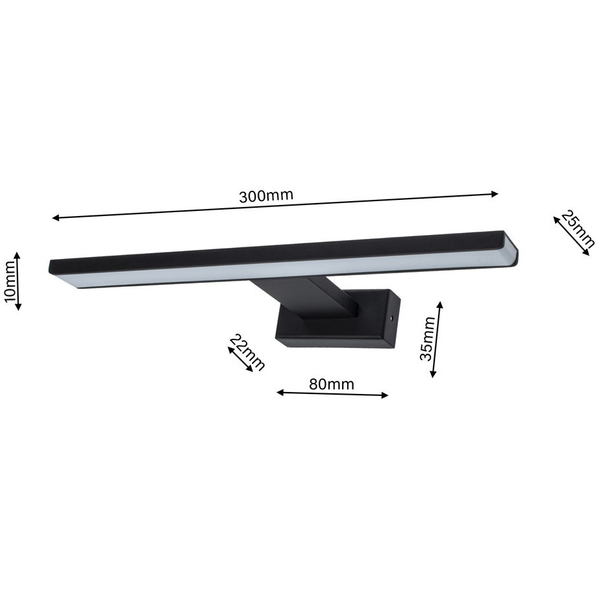 Kinkiet LAMPA ścienna SHINE ML4377 Milagro listwa OPRAWA nad lustro LED 7W 4000K nad obraz IP44 czarna