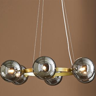 Loftowa LAMPA wisząca CIRCLE 108050 Markslojd metalowa OPRAWA modernistyczny ZWIS szklane kule złote przydymione