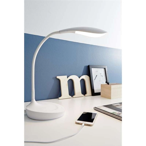 Stojąca LAMPKA biurkowa SWAN 106093 Markslojd nocna LAMPA stołowa LED 4,6W 3000K z wbudowanym portem USB biała