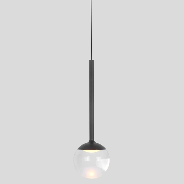 Kulista lampa wisząca Orra PL0105-BK LED 6W 3000K IP44 czarna przezroczysta