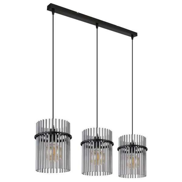 Szklana lampa wisząca GORLEY 15698-3H potrójna do jadalni czarna