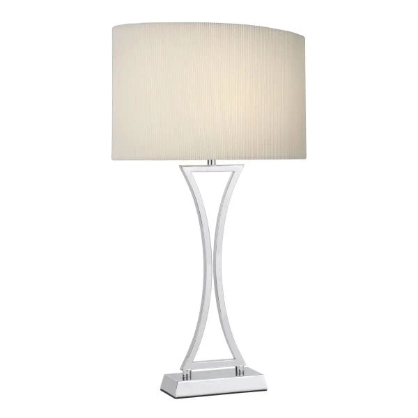 Nocna lampka na stolik Oporto OPO4150 tkaninowa chrom kremowa