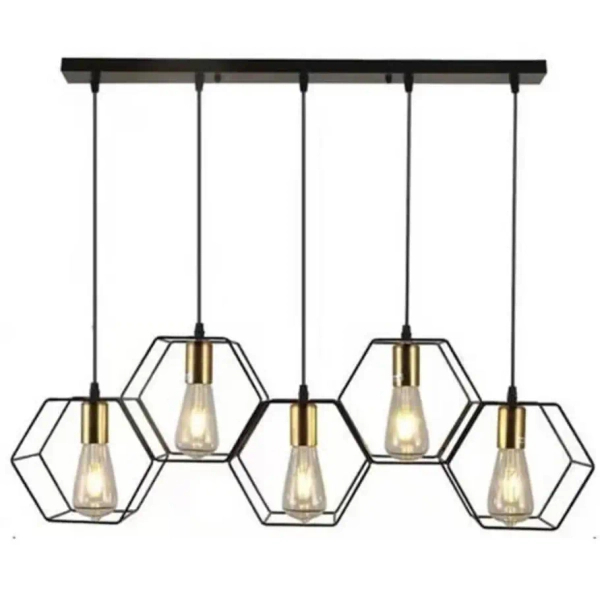 Wisząca lampa na listwie Honey ABIGALI-LWH-5XE27 plaster miodu czarna