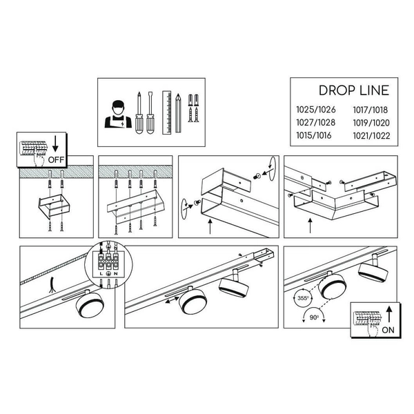 System z reflektorkami Drop 1028 BROSline modułowy na listwie biały