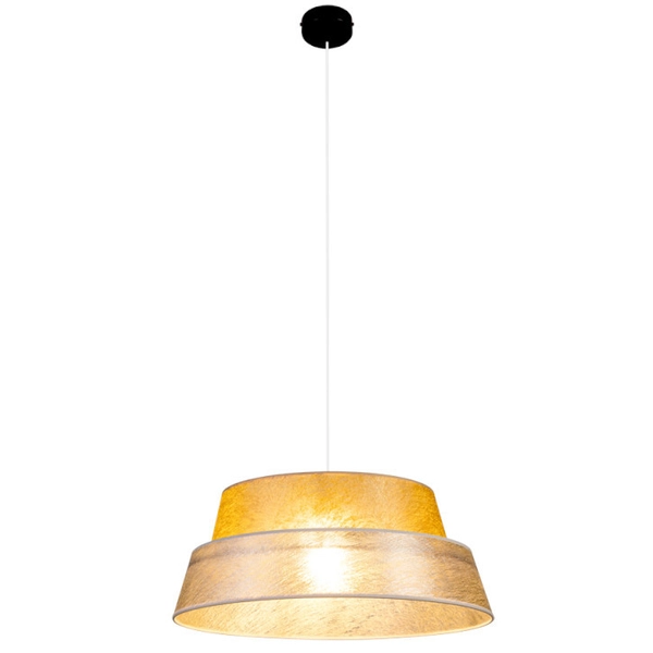 Lampa wisząca NEVOA 150040104 loftowa abażurowy zwis okrągły srebrny złoty