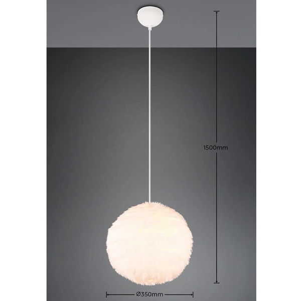 Pluszowa lampa wisząca Furry R31581001 kula biały