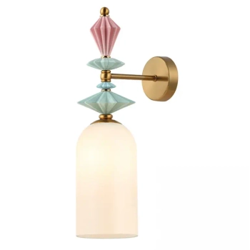 Nowoczesna ścienna lampa 22080 ceramiczna szkło opalowe mosiądz