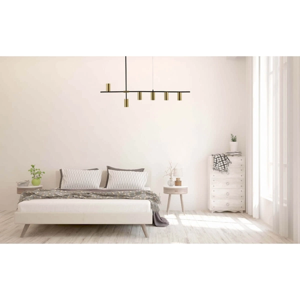 Lampa wisząca ARIZONA LP-074/6PL BK/GD Light Prestige loftowa oprawa metalowy zwis tuby czarne złote