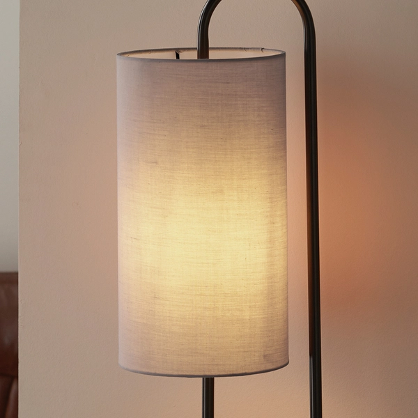 Stołowa lampa loftowa L&-198087 Light& z abażurem szarym czarna