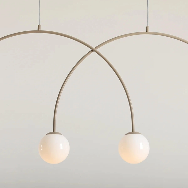 Szklana lampa wisząca Una 1116L17_L kulista łuk wielopunktowa metal beżowa