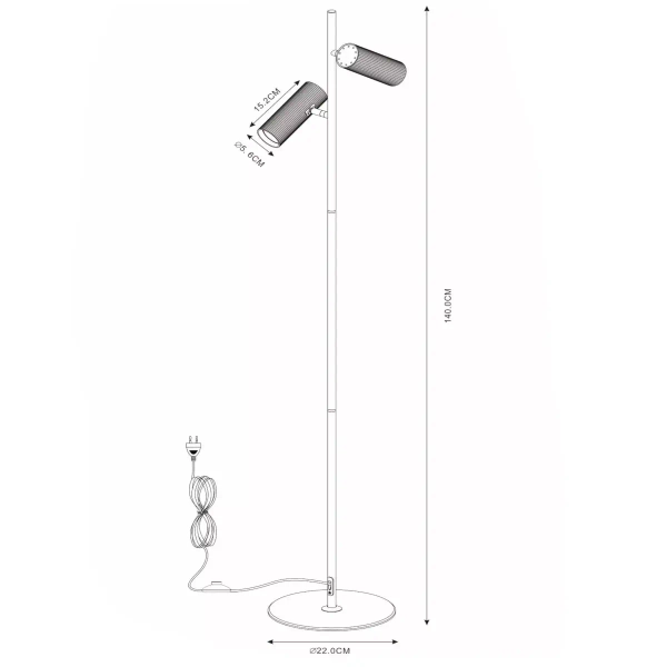 Lampa podłogowa regulowana CLUBS 09739/02/31 Lucide tubki do salonu biały