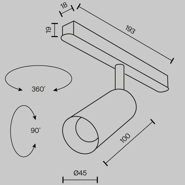 Regulowana lampa szynowa magnetyczna Focus TR032-2-5W3K-M-BBS LED 5W 3000K mosiądz