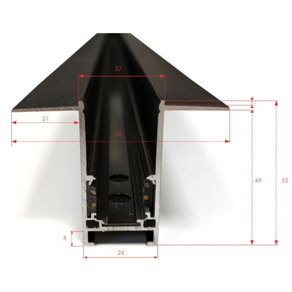 Magnetyczny profil z zaślepkami Track Magnetic Alfa AZ4865 2m czarny