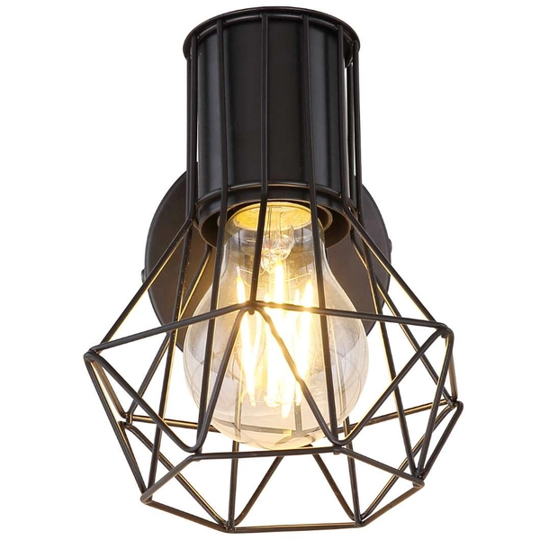 Druciana LAMPA ścienna PRISKA 54017-1 Globo regulowana OPRAWA metalowy reflektorek industrialny czarny