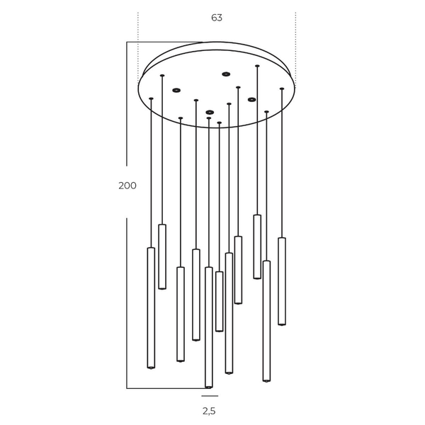Metalowa lampa wisząca ILIOS AZ5745 Azzardo LED 64W 3000K tuby złoty
