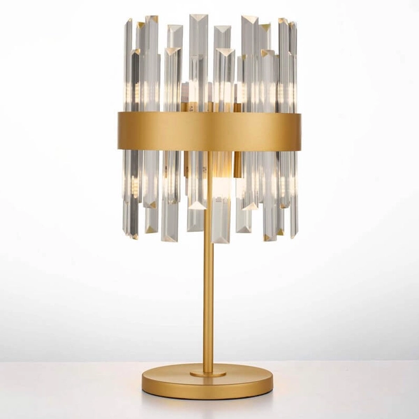 Stołowa lampka CHOLULA LE44725 kryształy do sypialni złota przezroczysta