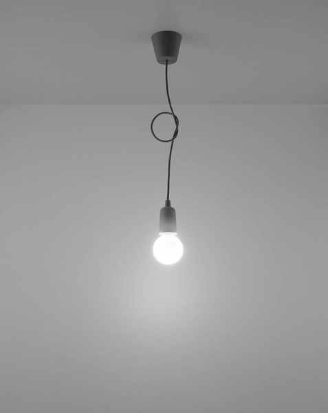 LAMPA wisząca SL.0575 industrialna OPRAWKA na żarówkę ZWIS przewód kabel szary