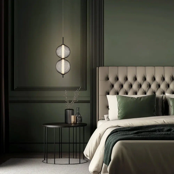 Ażurowa lampa wisząca Puma 32-35356 LED 10W 3000K kulista podwójna czarna