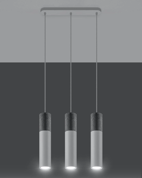 Wisząca LAMPA skandynawska SL.0649 loftowa OPRAWA tuby ZWIS metalowy beton biały