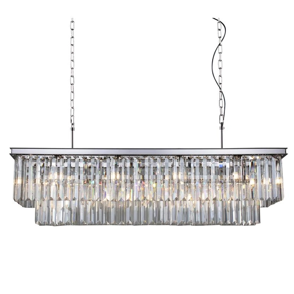 Prostokątna lampa wisząca CGHERERECTCH kryształowa chrom