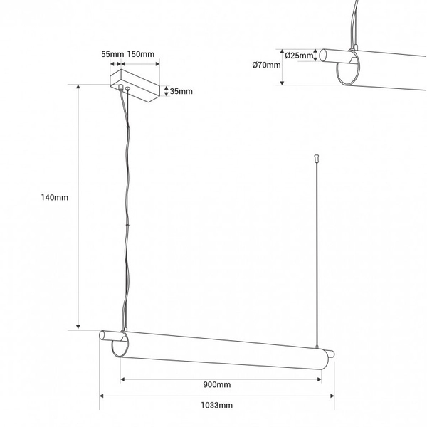 Wisząca lampa Japanese ABR-LWJ-15W Abruzzo LED 28W 2700K belka czarna