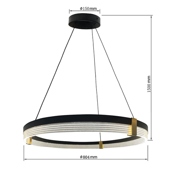 Lampa wisząca Plum LP-0407/1P L BK Triangle LED 40W 3000-6000W czarna