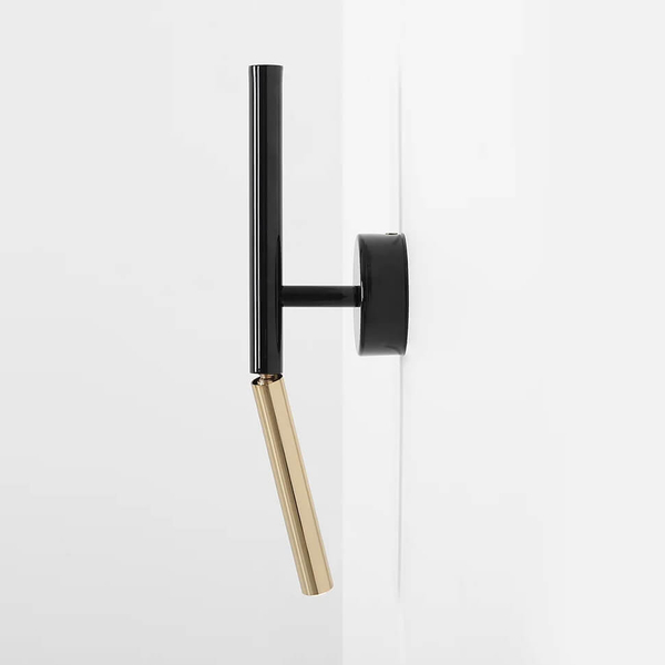 Lampa podłużna kinkiet Stick 1067C1 Aldex tuba z regulacją czarna złota
